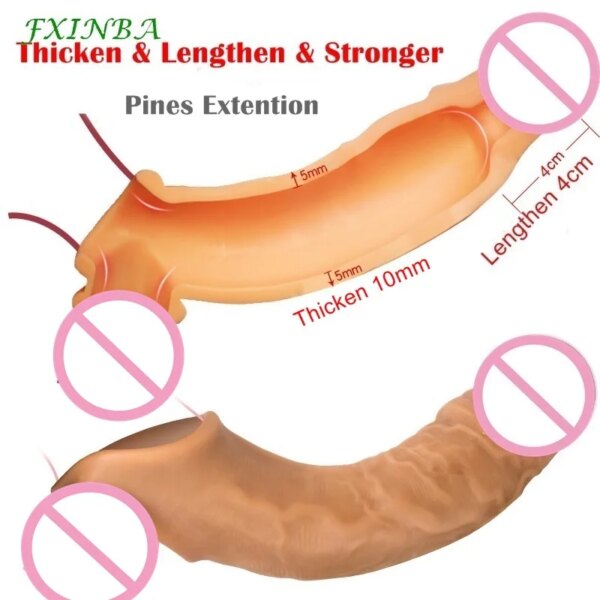 14-20cm Realistic Silicone Penis Extender Sleeve Delay Ejaculation Reusable Condoms Sex Toys For Men Cock Sleeve
