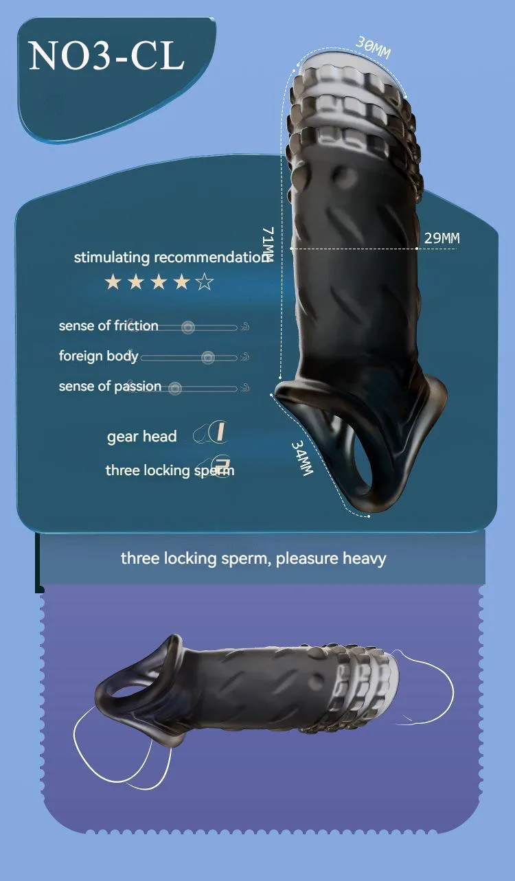 Newest Reusable Penis Sleeve Cock Rings Delay Ejaculation Clit Stimulation Penis Enlargemt Nozzle Sexy Toys for Men
