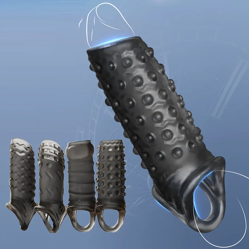 Newest Reusable Penis Sleeve Cock Rings Delay Ejaculation Clit Stimulation Penis Enlargemt Nozzle Sexy Toys for Men