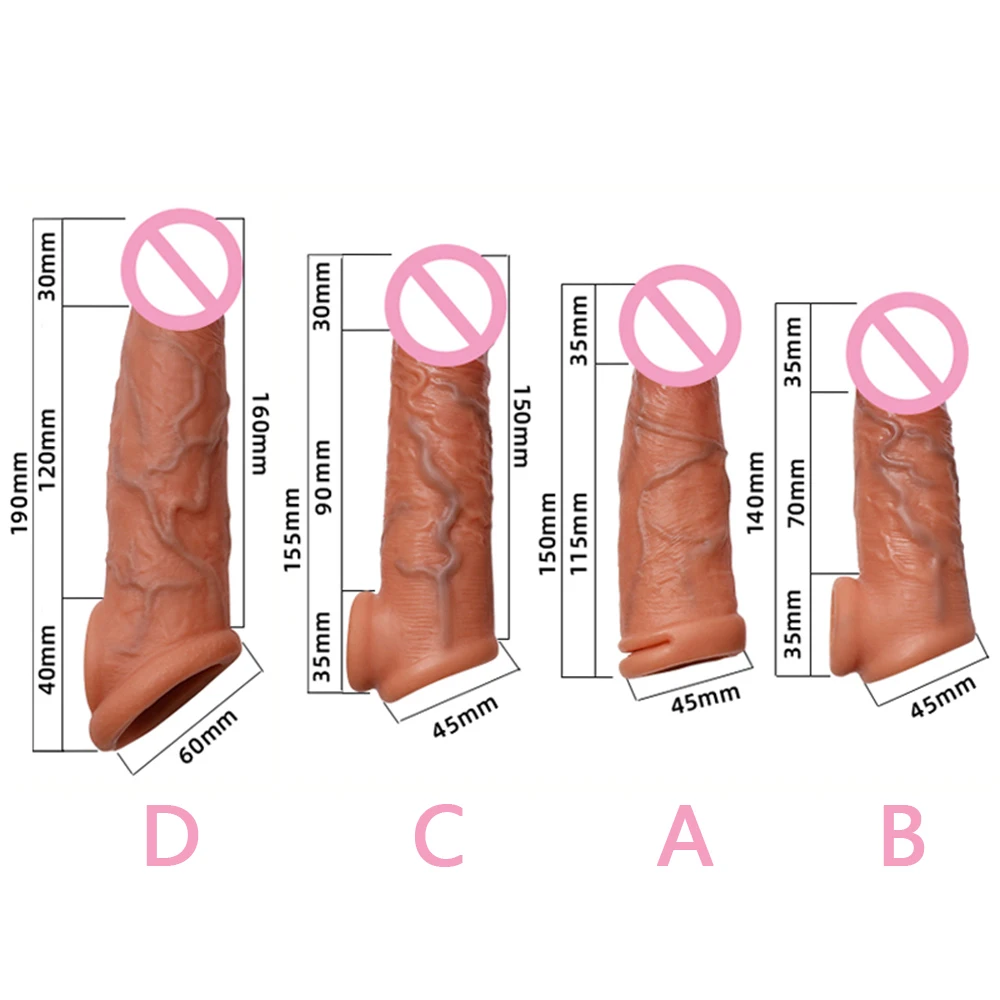 Wholesale Soft Realistic Penis Sleeve Extender Big Dick Bold Cover Cock Header Enlargement Man Men Male Delay Ejaculation Wholesale Soft Realistic Penis Sleeve Extender Big Dick Bold Cover Cock Header Enlargement Man Men Male Delay Ejaculation