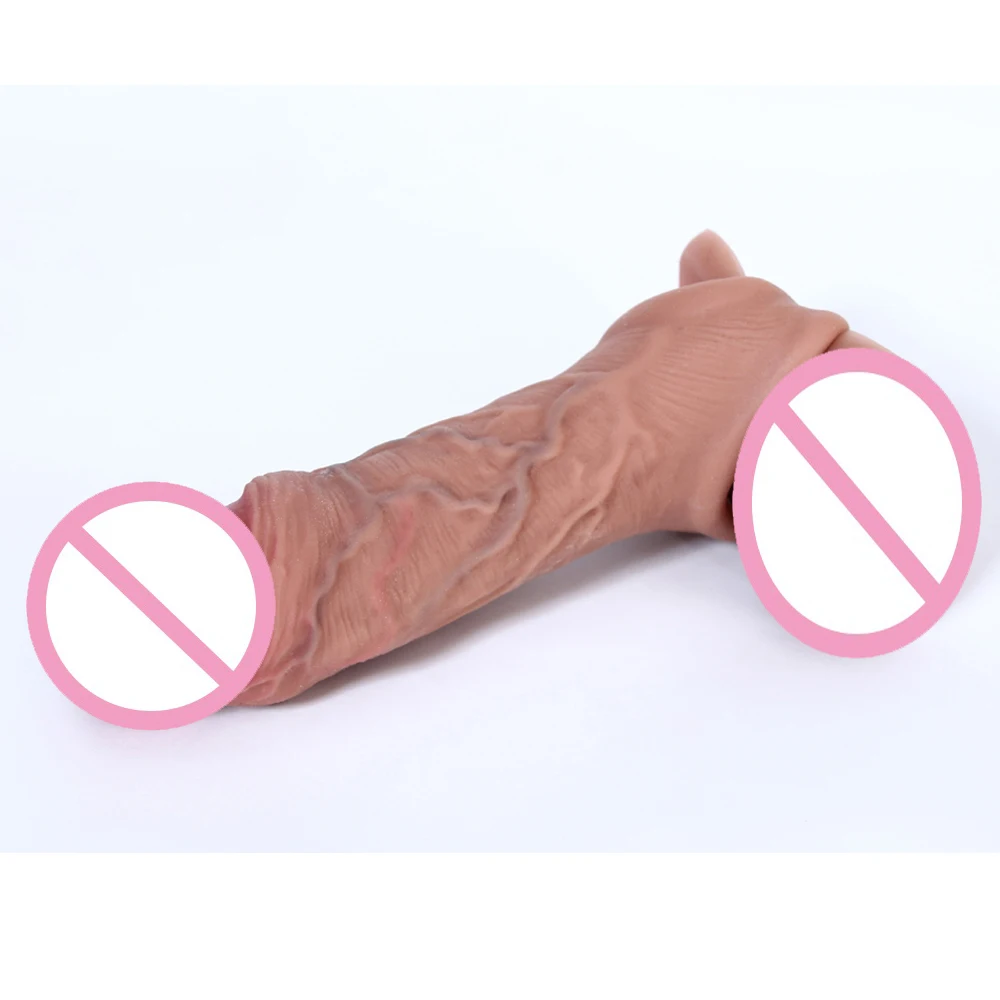 Wholesale Soft Realistic Penis Sleeve Extender Big Dick Bold Cover Cock Header Enlargement Man Men Male Delay Ejaculation Wholesale Soft Realistic Penis Sleeve Extender Big Dick Bold Cover Cock Header Enlargement Man Men Male Delay Ejaculation