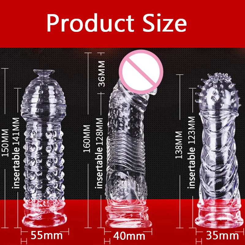 3 Types Penis Extender Sleeve Men Thicken Condoms Reusable Sex Toys For Men Delay Ejaculation Intimate Goods