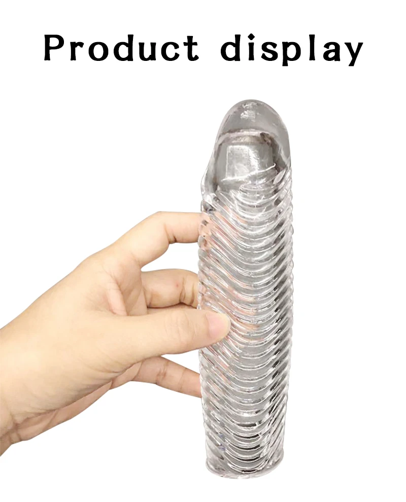 Reusable TPE Crystal Condoms Penis Enlargement Sleeve Extender Delay Ejaculation Cock Sleeve Adults Sex Toy for Men