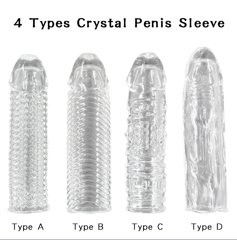 Reusable TPE Crystal Condoms Penis Enlargement Sleeve Extender Delay Ejaculation Cock Sleeve Adults Sex Toy for Men