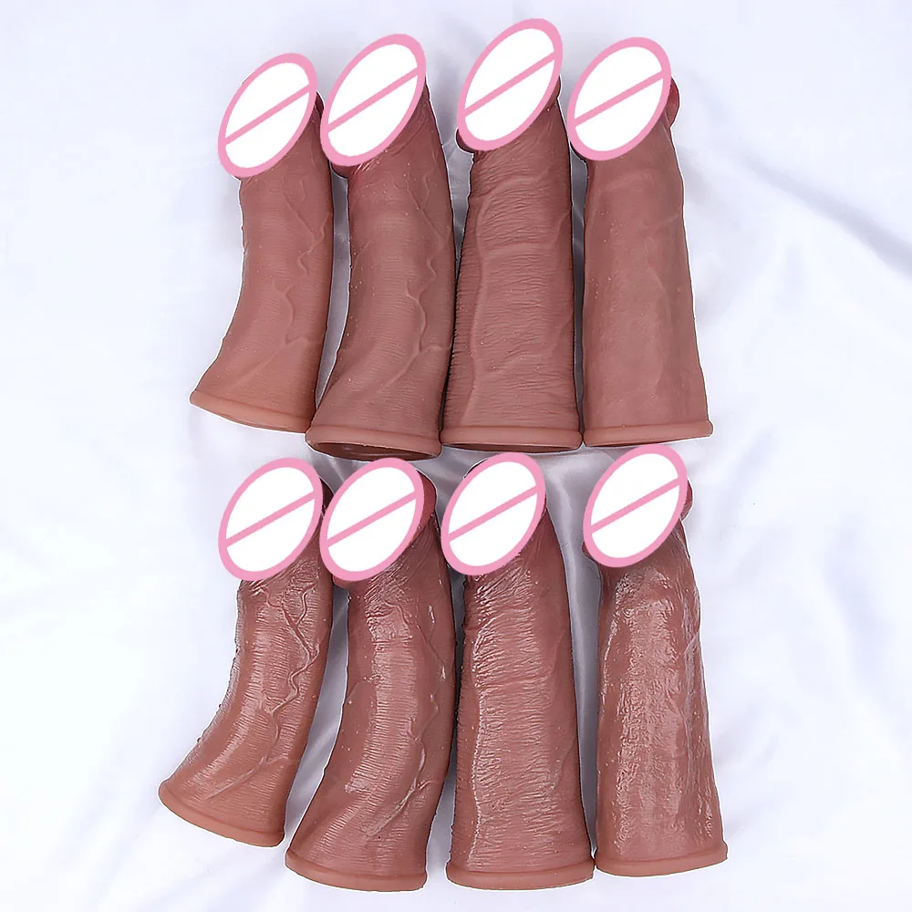 Men Penis Extender Sleeve Realistic Comdom Delay Ejaculation Penis Sleeve Dick Male Dildo Sex Toys for Men Adult Erotic Goods