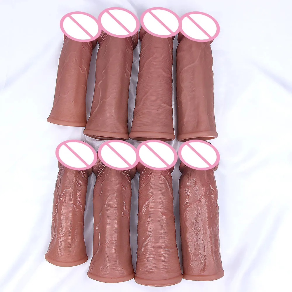 Men Penis Extender Sleeve Realistic Comdom Delay Ejaculation Penis Sleeve Dick Male Dildo Sex Toys for Men Adult Erotic Goods