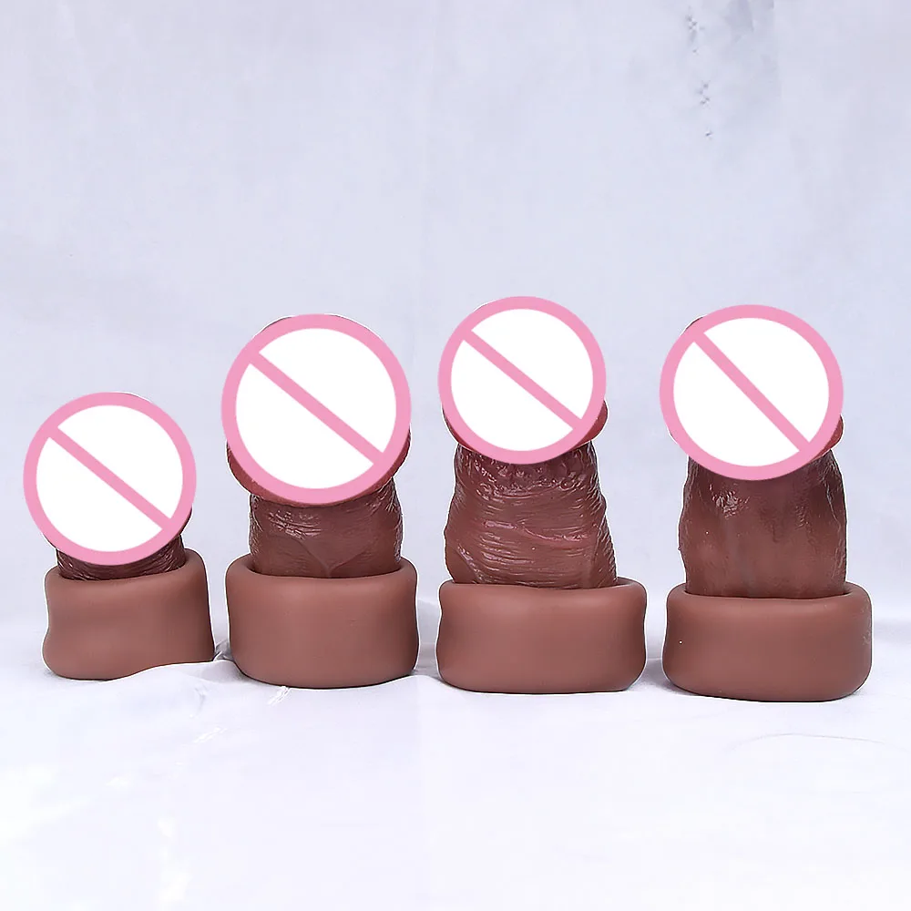 Men Penis Extender Sleeve Realistic Comdom Delay Ejaculation Penis Sleeve Dick Male Dildo Sex Toys for Men Adult Erotic Goods