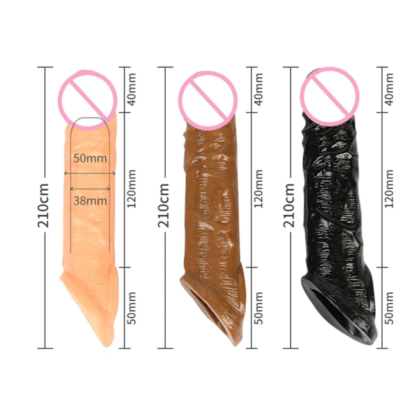 New 14-28cm Realistic Penis Extender Sleeve Reusable Condoms Adults Sex Toys For Men Delay Ejaculation Dick Enlargement
