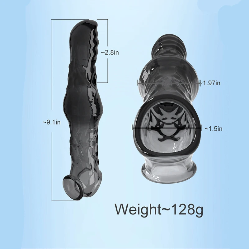 23cm Vibrating Penis Enlargement Sleeve Reusable Condoms Male Penis Cock Ring Extender Sex Toys for Men G Spot Delay Ejaculation
