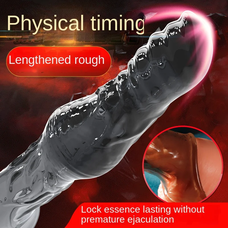 23cm Vibrating Penis Enlargement Sleeve Reusable Condoms Male Penis Cock Ring Extender Sex Toys for Men G Spot Delay Ejaculation