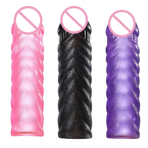 Penis Extender Sleeve Reusable Silicon Spike Dotted Condom Sex Toys Men Dildo Penis Condoms G Spot Stimulation Delay Ejaculation