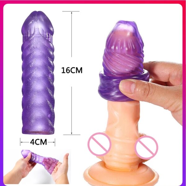 Penis Extender Sleeve Reusable Silicon Spike Dotted Condom Sex Toys Men Dildo Penis Condoms G Spot Stimulation Delay Ejaculation