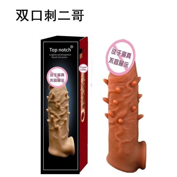Liquid silicone Condom Penis Extender Sleeve Delay Ejaculation Intimate Goods Sex Toys For Men