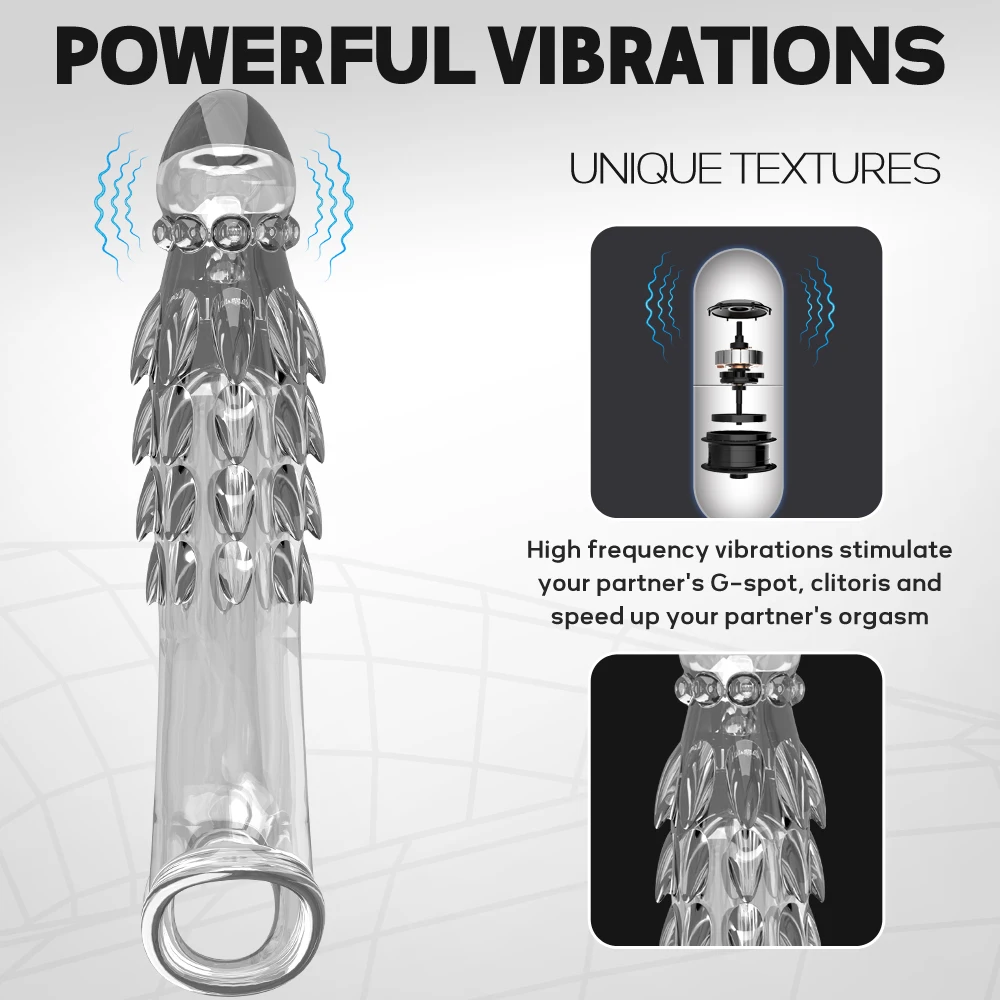 Penis Extender Sleeve with Vibrator Penis Ring 10 Inch Clear Cock Ring Extender Soft Dick Enlarger for Couples Reusable Condoms Penis Extender Sleeve with Vibrator Penis Ring 10 Inch Clear Cock Ring Extender Soft Dick Enlarger for Couples Reusable Condoms