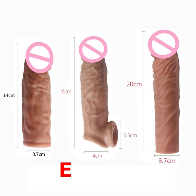 Realistic Penis Extension Cock Sleeve Reusable Silicone Penis Enlarger Delay Condoms For Adult Men Dildo Enhancer Sex Toys