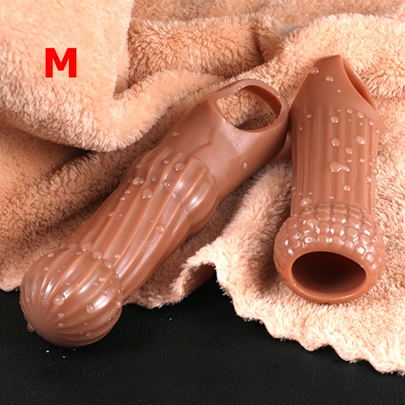 Realistic Penis Extension Cock Sleeve Reusable Silicone Penis Enlarger Delay Condoms For Adult Men Dildo Enhancer Sex Toys