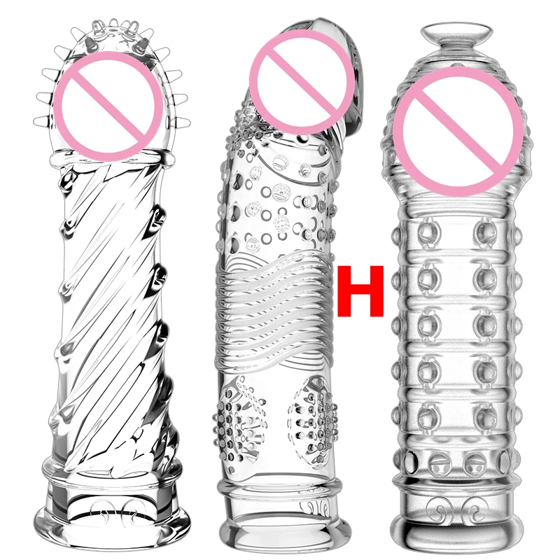 Realistic Penis Extension Cock Sleeve Reusable Silicone Penis Enlarger Delay Condoms For Adult Men Dildo Enhancer Sex Toys
