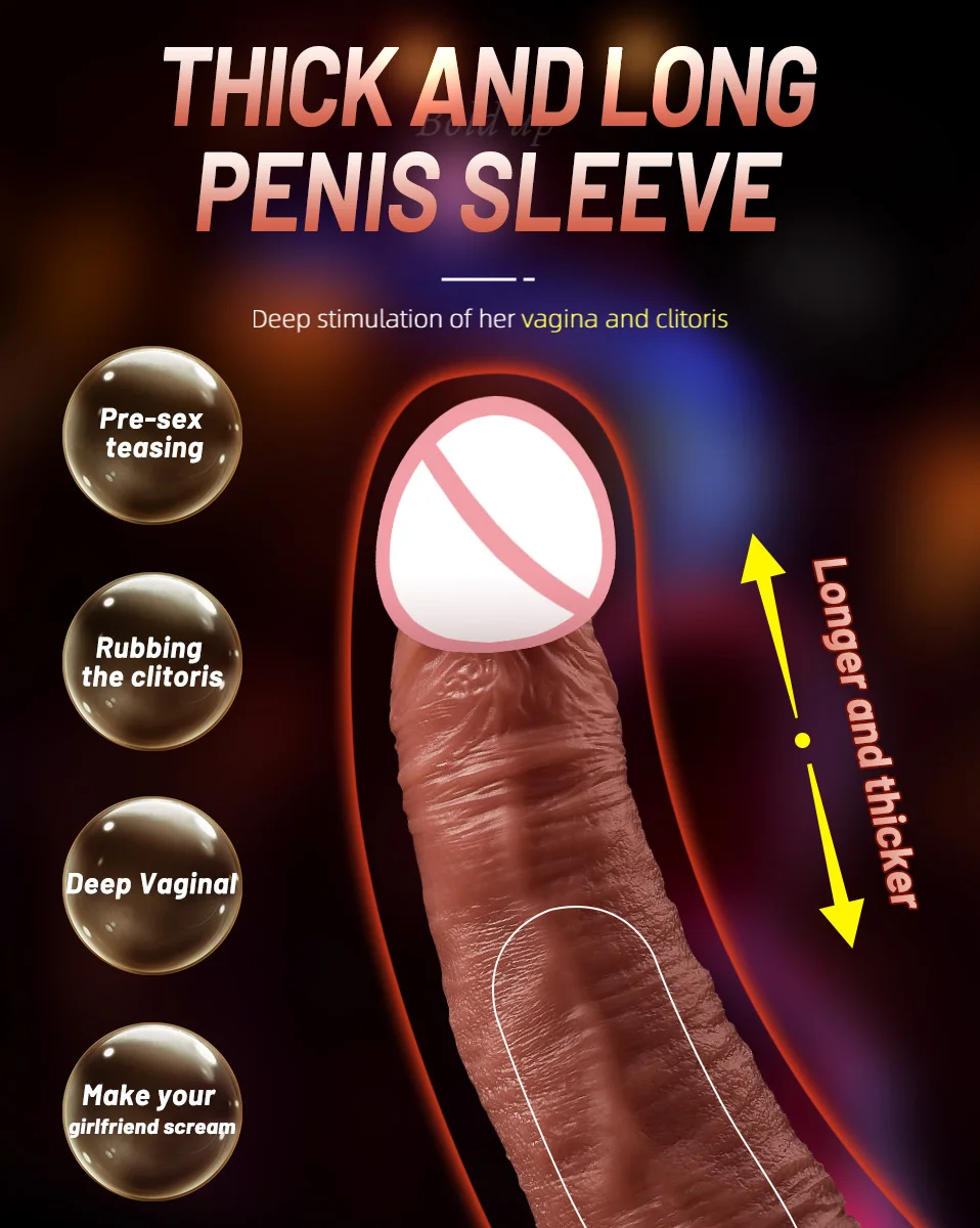  Realistic Penis Sleeve Reusable Cock Sleeve Extender Artificial Dick Enlargement/Extender Delay Ejaculation Couples Condom