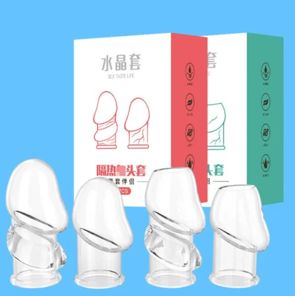 Penis Extender Sleeve Reusable Condoms Silicone Glans Cover Spike Dick Enlargement Cock Ring Erection  Sex Toys Wolf tooth cover