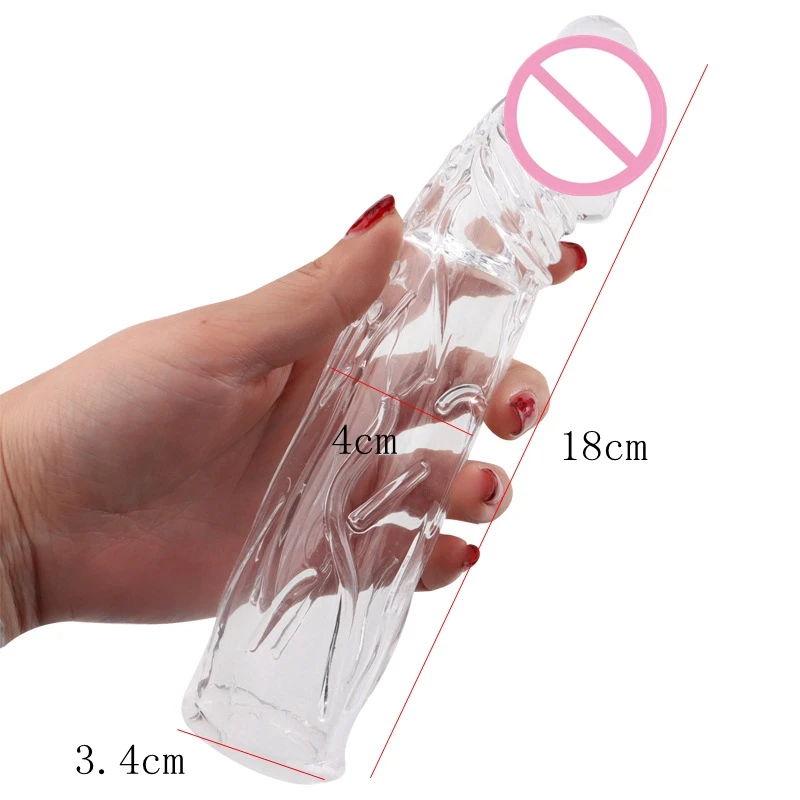 Silicone Penis Enlargement 18CM Reusable Condoms Penis Extender Sleeve Delay Ejaculation Crystal Condom Lasting Sex Toys For Man