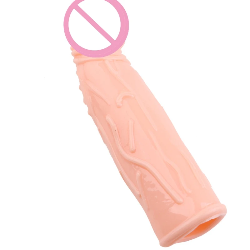 Silicone Penis Enlargement 18CM Reusable Condoms Penis Extender Sleeve Delay Ejaculation Crystal Condom Lasting Sex Toys For Man