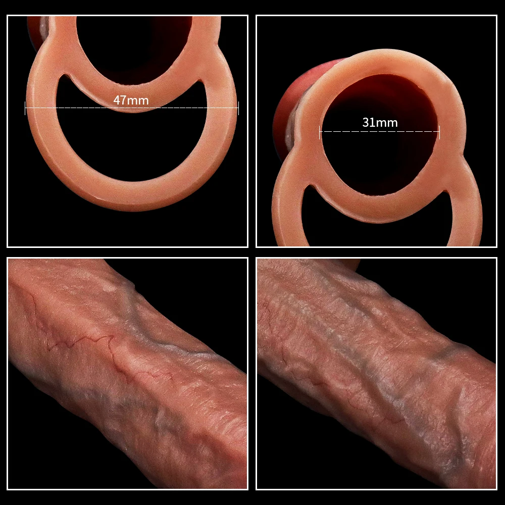Realistic Funda Pene Reusable Silicone Condom Cock Extension Sex Toys Artificial Dick Enlargement/Extender Men Capa Penis Sleeve