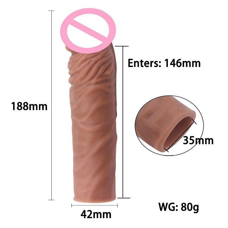 Realistic Funda Pene Reusable Silicone Condom Cock Extension Sex Toys Artificial Dick Enlargement/Extender Men Capa Penis Sleeve