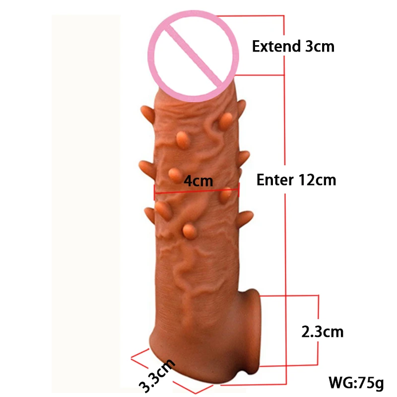 Realistic Funda Pene Reusable Silicone Condom Cock Extension Sex Toys Artificial Dick Enlargement/Extender Men Capa Penis Sleeve