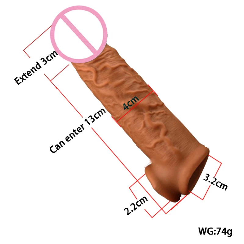 Realistic Funda Pene Reusable Silicone Condom Cock Extension Sex Toys Artificial Dick Enlargement/Extender Men Capa Penis Sleeve
