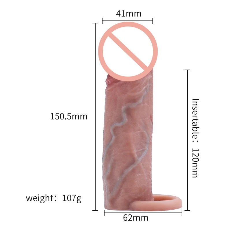 Realistic Funda Pene Reusable Silicone Condom Cock Extension Sex Toys Artificial Dick Enlargement/Extender Men Capa Penis Sleeve