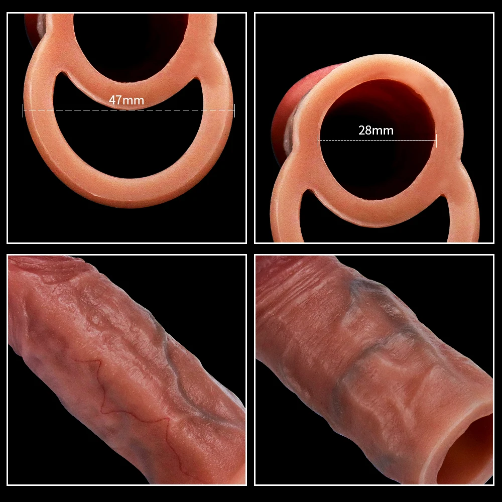 Realistic Funda Pene Reusable Silicone Condom Cock Extension Sex Toys Artificial Dick Enlargement/Extender Men Capa Penis Sleeve