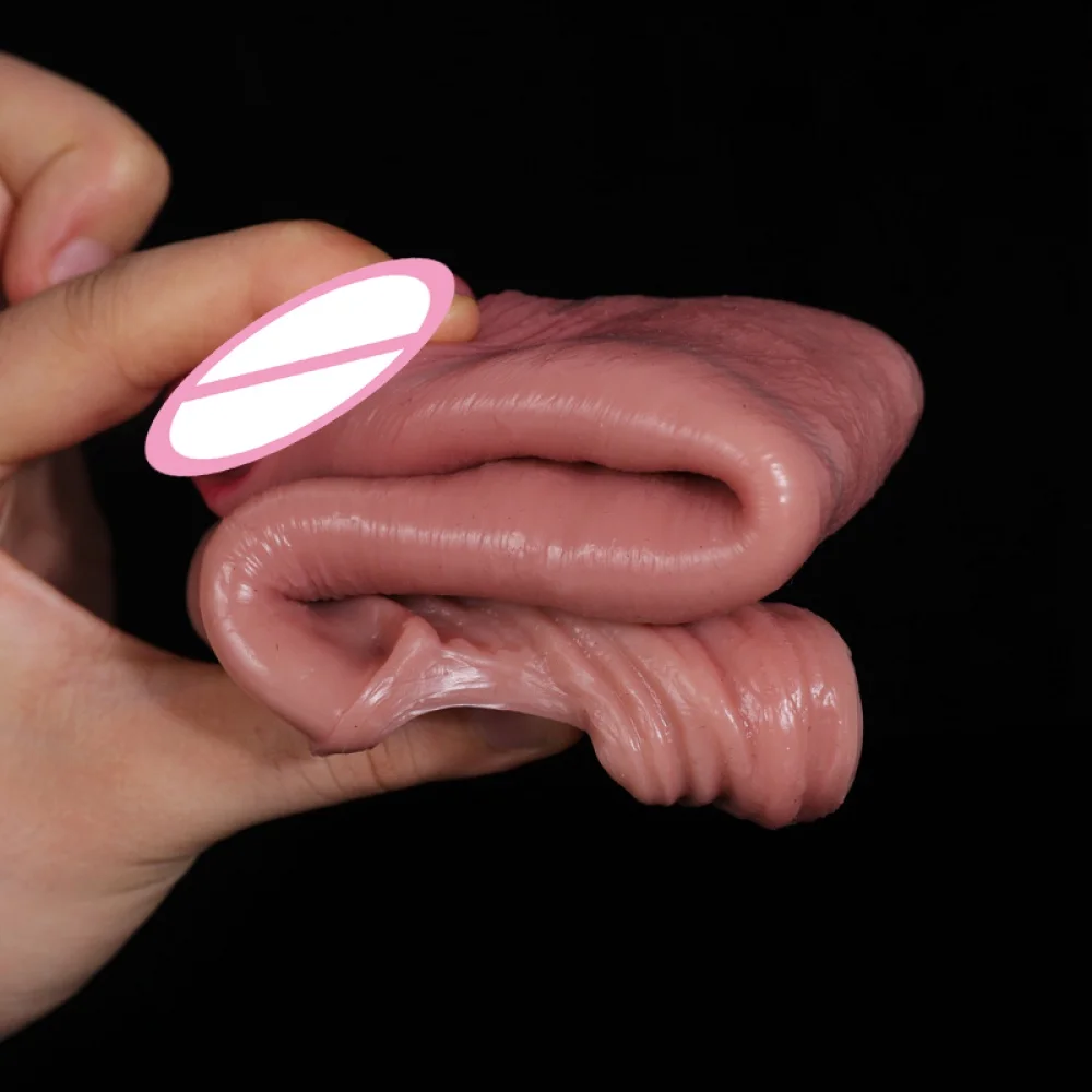 Male cock sleeve Reusable Realistic Penis Sleeve Penis Enlargement/Extender Silicone hollow dildo Sex toys for men Condom Couple