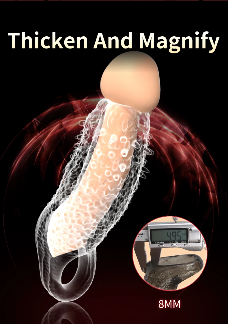 Newest Penis Extension Sleeve Reusable Cock Rings Delayed Ejaculation Condoms Male Penis Extender Sex Toys For Men Adult