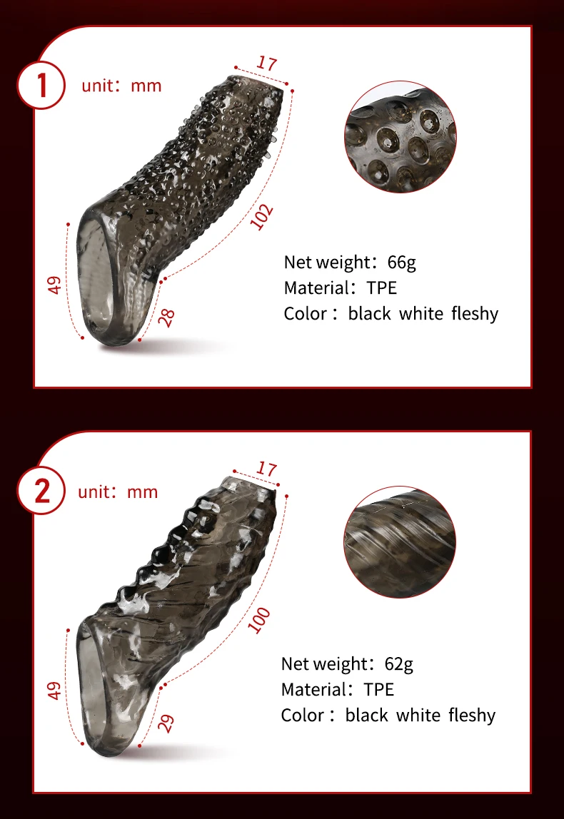 Newest Penis Extension Sleeve Reusable Cock Rings Delayed Ejaculation Condoms Male Penis Extender Sex Toys For Men Adult