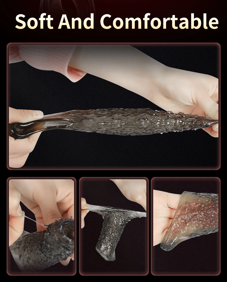 Newest Penis Extension Sleeve Reusable Cock Rings Delayed Ejaculation Condoms Male Penis Extender Sex Toys For Men Adult