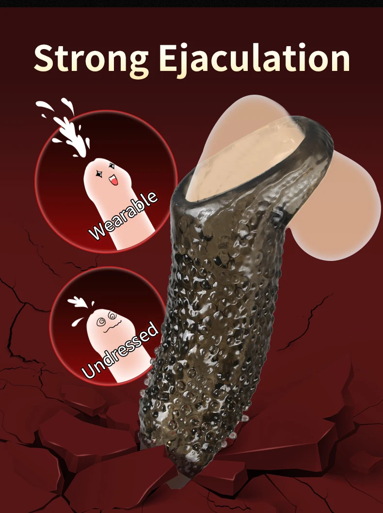 Newest Penis Extension Sleeve Reusable Cock Rings Delayed Ejaculation Condoms Male Penis Extender Sex Toys For Men Adult