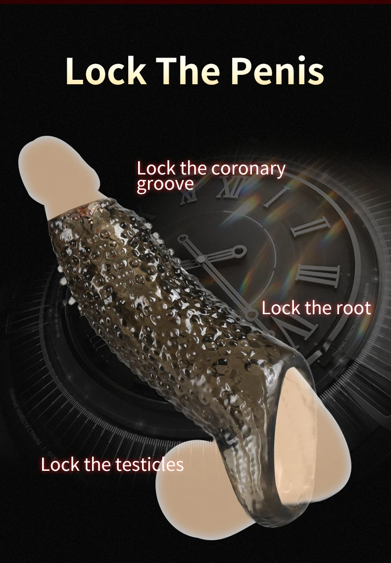 Newest Penis Extension Sleeve Reusable Cock Rings Delayed Ejaculation Condoms Male Penis Extender Sex Toys For Men Adult