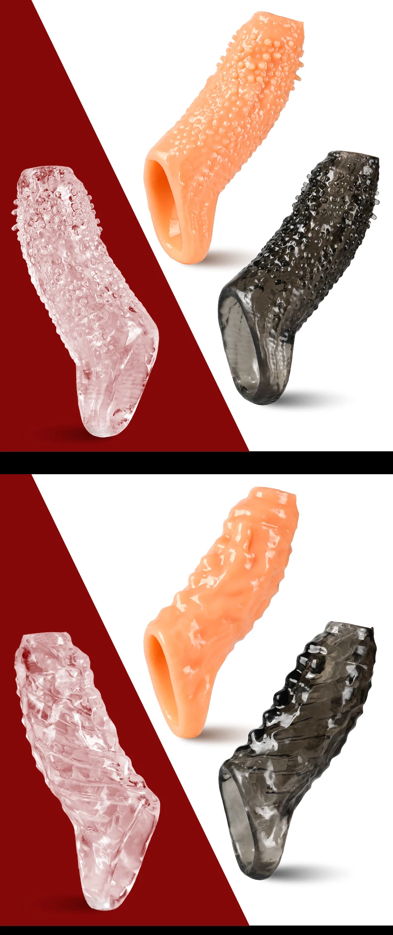 Newest Penis Extension Sleeve Reusable Cock Rings Delayed Ejaculation Condoms Male Penis Extender Sex Toys For Men Adult