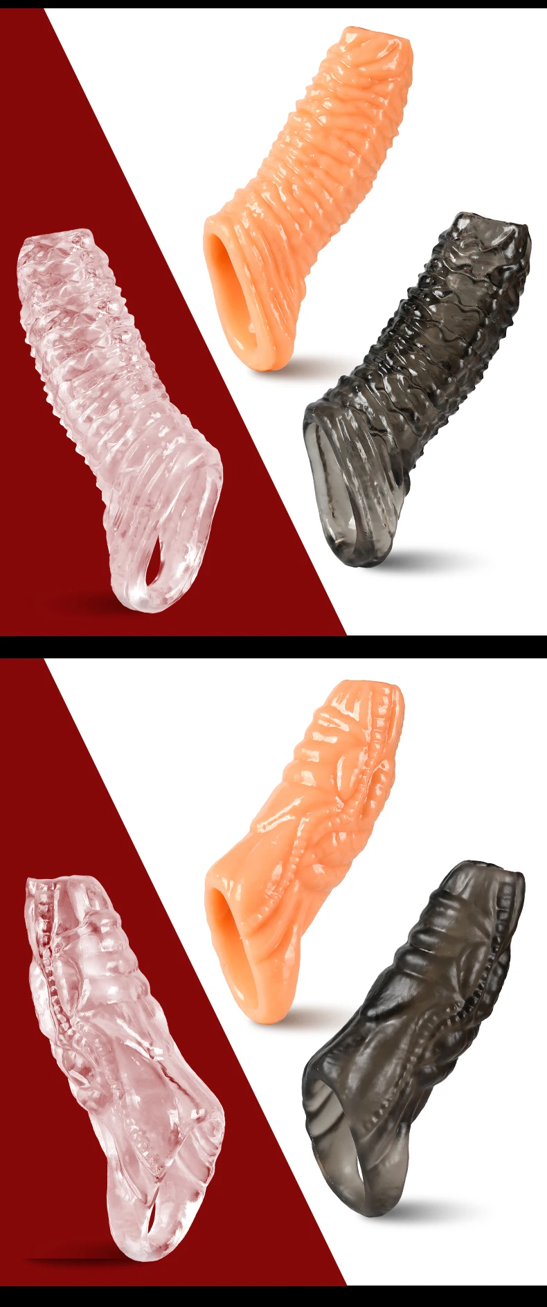 Newest Penis Extension Sleeve Reusable Cock Rings Delayed Ejaculation Condoms Male Penis Extender Sex Toys For Men Adult