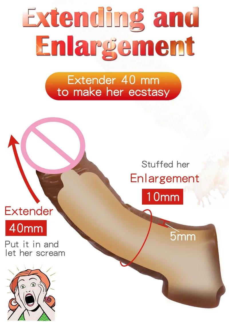 Silicone Penis Condoms For Men Extender Dildo Enhancer Enlargement Condom Male Cock Sex Toys Reusable Penis Sleeve For Male Silicone Penis Condoms For Men Extender Dildo Enhancer Enlargement Condom Male Cock Sex Toys Reusable Penis Sleeve For Male