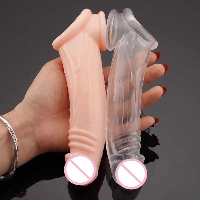 Highly Elastic Soft Penis Extender Sleeve Reusable Condoms Penis Ring Delay Ejaculation Erotic Toys Intimate Good For Men 18+