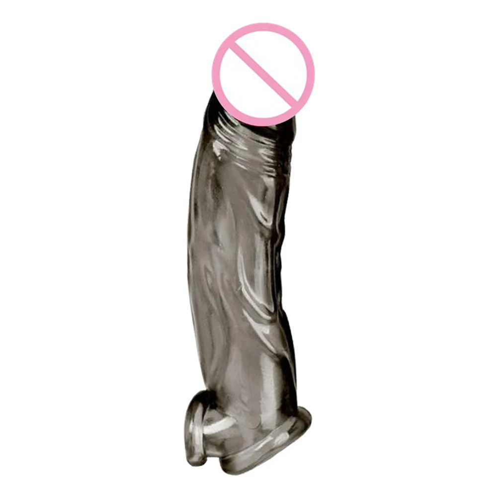 Reusable Penis Shape Extend Sleeve Condom Dildo Cage Sex Toys For Men Realistic Penis Sleeve Delay Ejaculation Enlarge Cock Ring