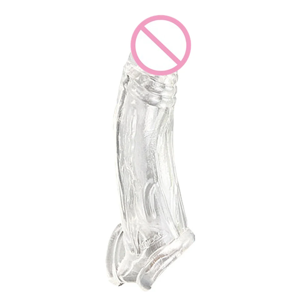 Reusable Penis Shape Extend Sleeve Condom Dildo Cage Sex Toys For Men Realistic Penis Sleeve Delay Ejaculation Enlarge Cock Ring