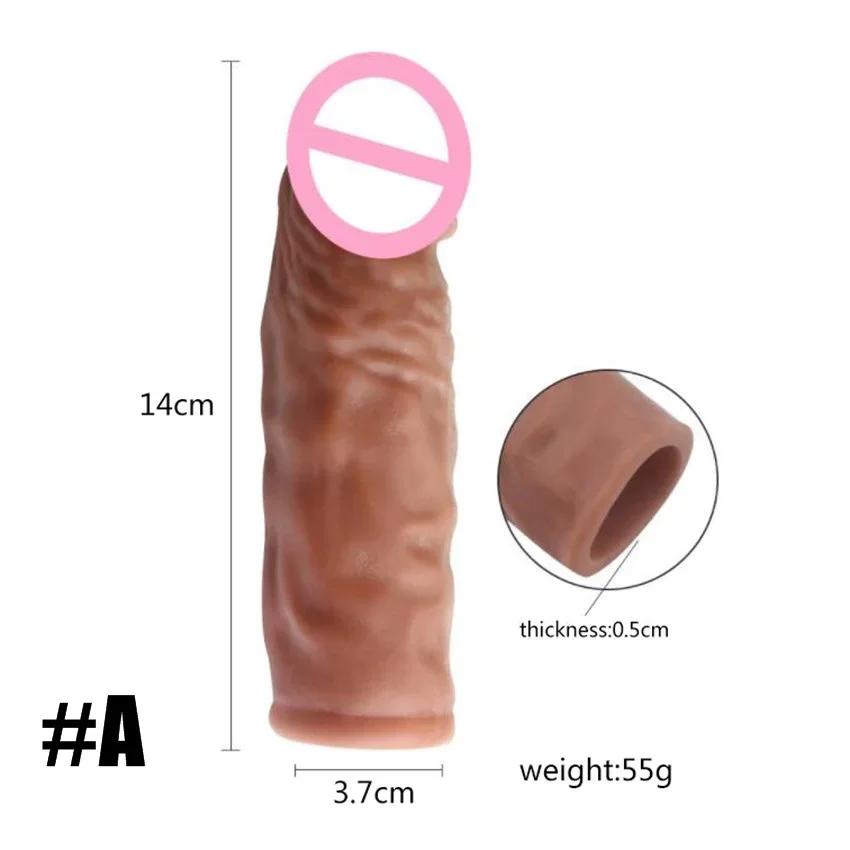Realistic Penis Sleeve Extender Reusable Dildos Condom Delay Ejaculation Dick Enlargement Sex Toys for Men