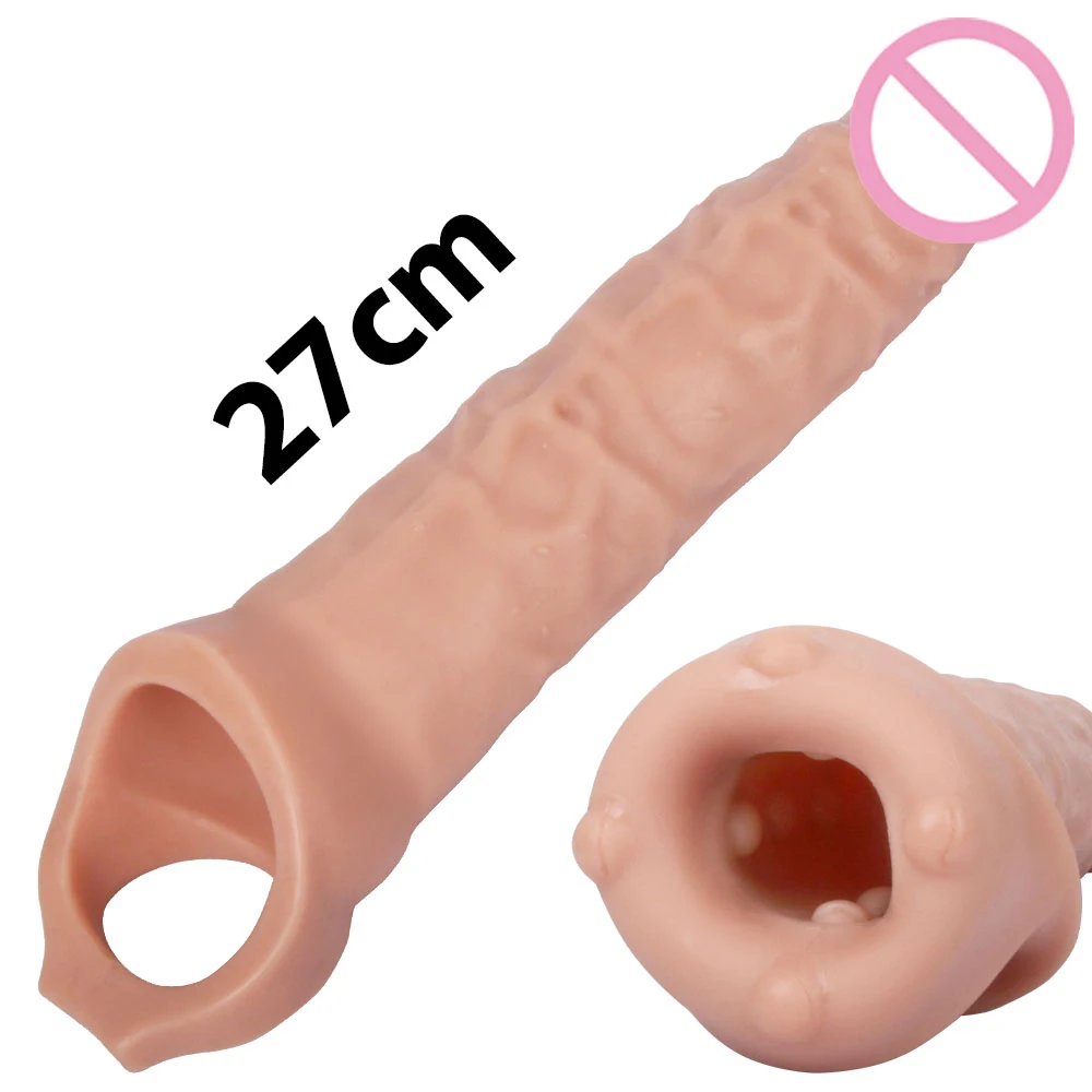 Large Penis Extender Sleeve Reusable Comdom Delay Ejaculation Penis Sleeve Dick Male Dildo Enlargers Sex Toys For Men Adult