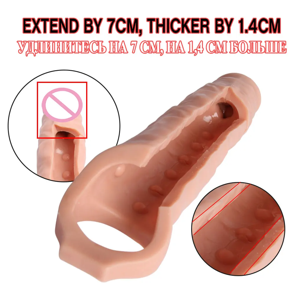 Large Penis Extender Sleeve Reusable Comdom Delay Ejaculation Penis Sleeve Dick Male Dildo Enlargers Sex Toys For Men Adult