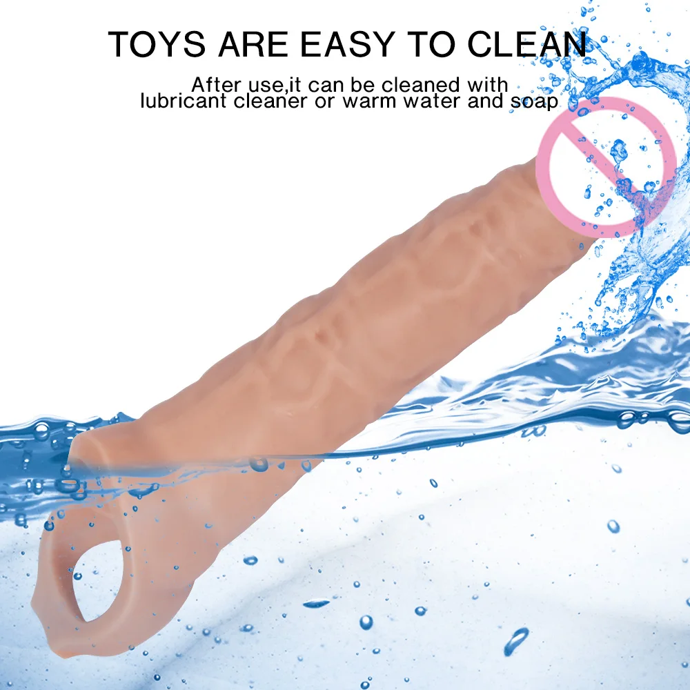 Large Penis Extender Sleeve Reusable Comdom Delay Ejaculation Penis Sleeve Dick Male Dildo Enlargers Sex Toys For Men Adult