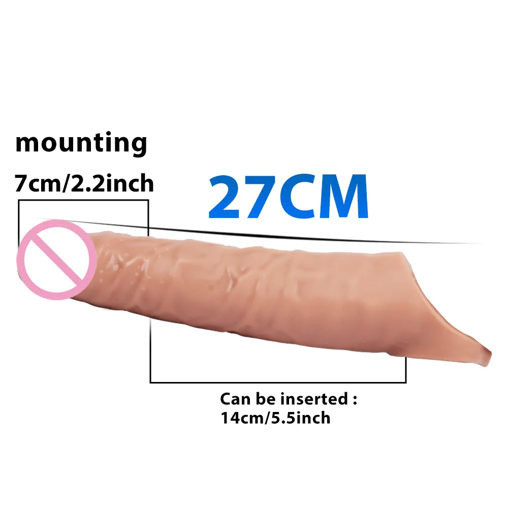 Large Penis Extender Sleeve Reusable Comdom Delay Ejaculation Penis Sleeve Dick Male Dildo Enlargers Sex Toys For Men Adult