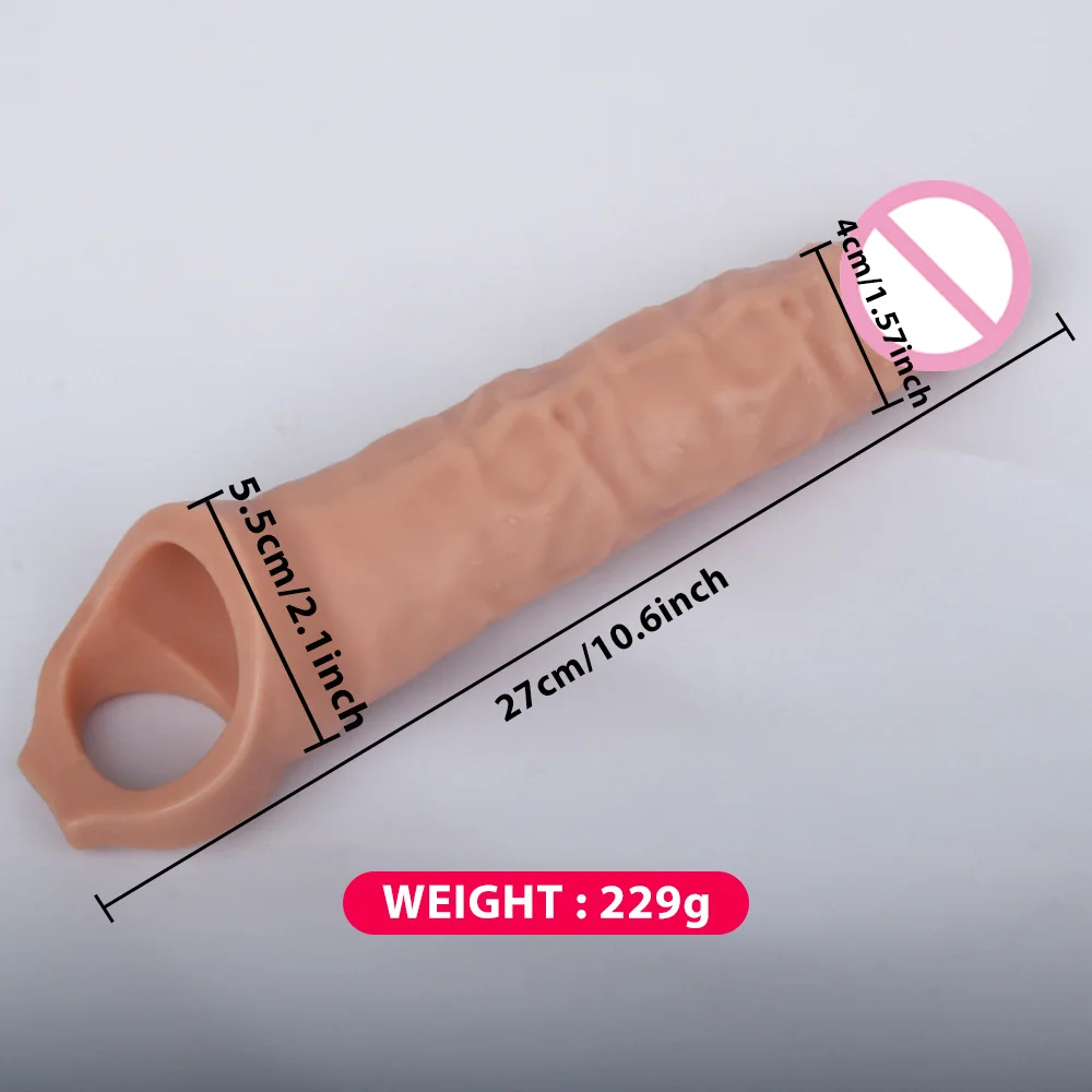Large Penis Extender Sleeve Reusable Comdom Delay Ejaculation Penis Sleeve Dick Male Dildo Enlargers Sex Toys For Men Adult