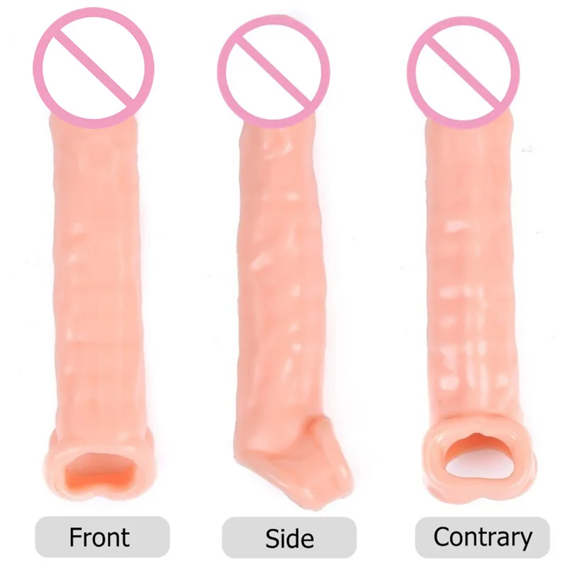 Realistic Penis Enlargement Condoms for Men Penis Extension Sleeves Adults Intimate Goods Reusable Condom Cock Rings Sex Toys